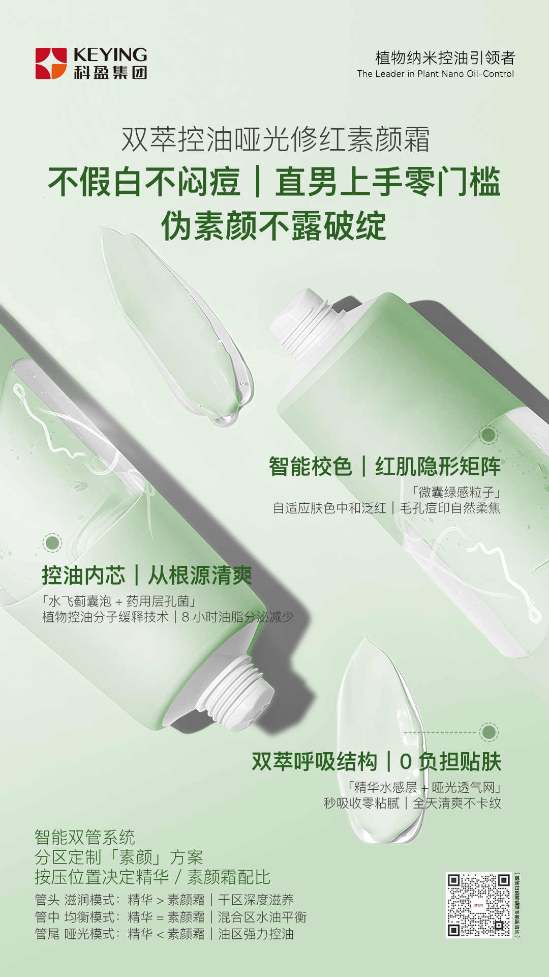 双萃控油哑光修红素颜霜(男士)